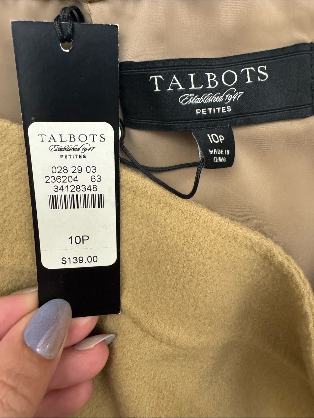 NWT Talbots camel Wool Blend knee length pencil skirt size 10P - Picture 3 of 4